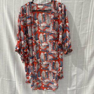Rachael & Chloe size M Kimono Womens Feather Pattern cover up